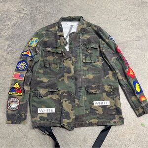 Off-White Virgil Camouflage Jacket Patches SZ XL Streetwear Designer Luxury Army